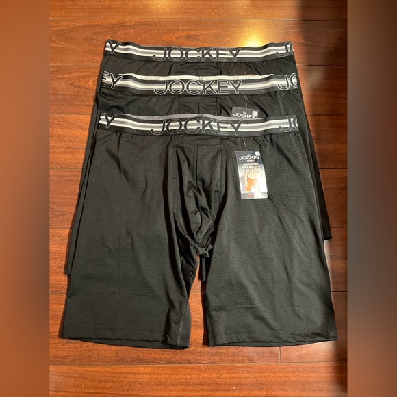 3 Jockey Breathable Mesh Quad Short Brief XL Black 11” Inseam Stability Pouch - Picture 1 of 10